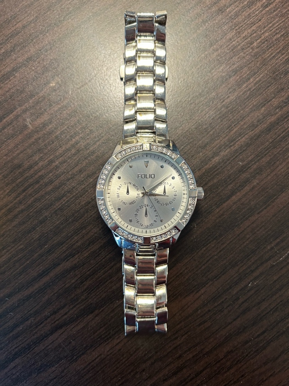 Folio Silver Crystal Accent Women's Watch